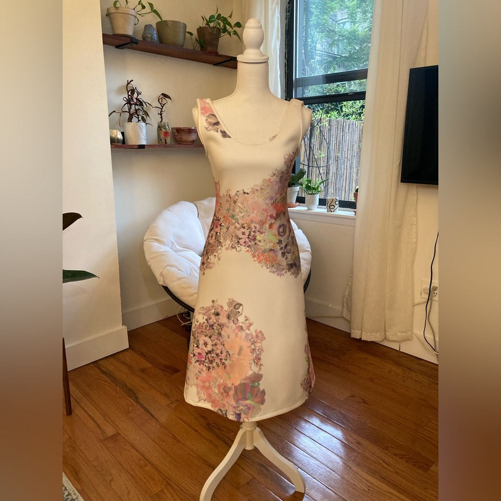 👾 Cynthia Rowley Pixel Floral Neoprene Midi Dress | XS | New w/o tags! 👾